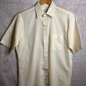 Vtg Christian Dior Chemises Shirt Mens 15.5 Cream Stripe Short Sleeve Designer